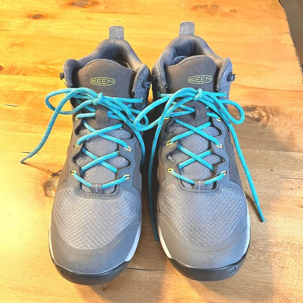Keen Explore Waterproof Hiking Outdoor Boots Mens 9.5 Grey Blue Mid 1021647